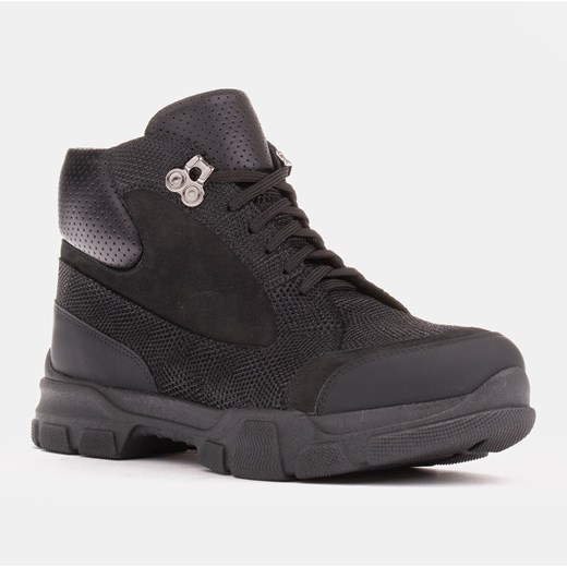 Czarne buty trekkingowe damskie Marco Shoes płaskie casual