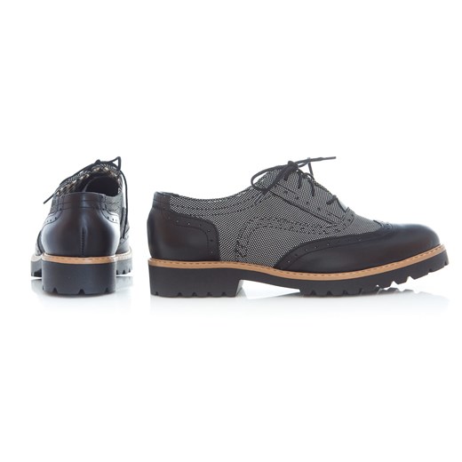 sznurowane półbuty oksfordki - skóra naturalna - model 258 - kolor czarny + kropki Zapato 39 zapato.com.pl