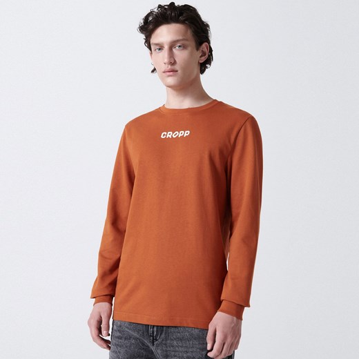 Cropp - Koszulka longsleeve z nadrukiem - Brązowy Cropp S Cropp