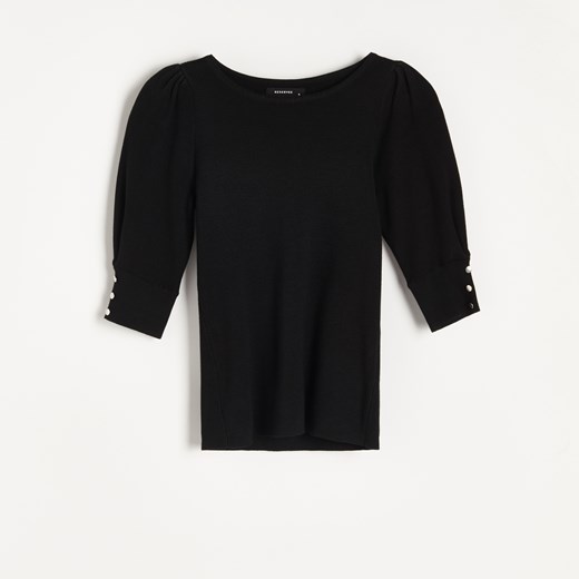 Reserved - Sweter z bufiastymi rękawkami - Czarny Reserved M Reserved