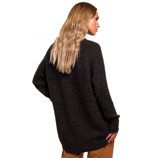 Asymetryczny sweter z półgolfem - grafitowy Moe 40/42 (L/XL) Jesteś Modna