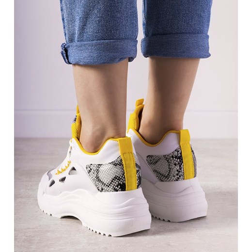 Biało żółte sneakersy snake Felicia 40 gemre