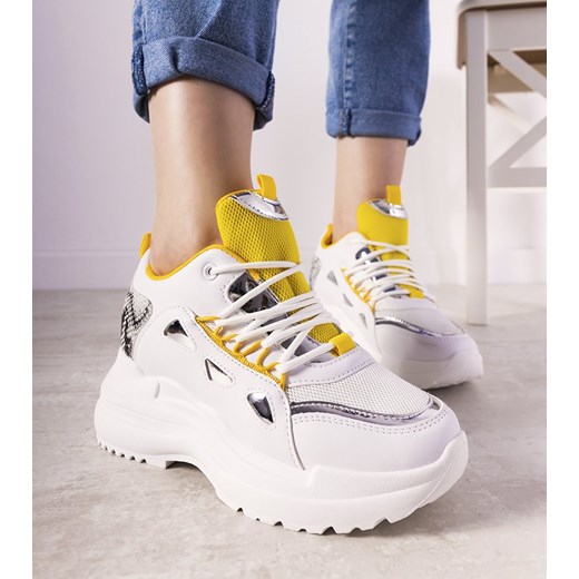 Biało żółte sneakersy snake Felicia 36 gemre