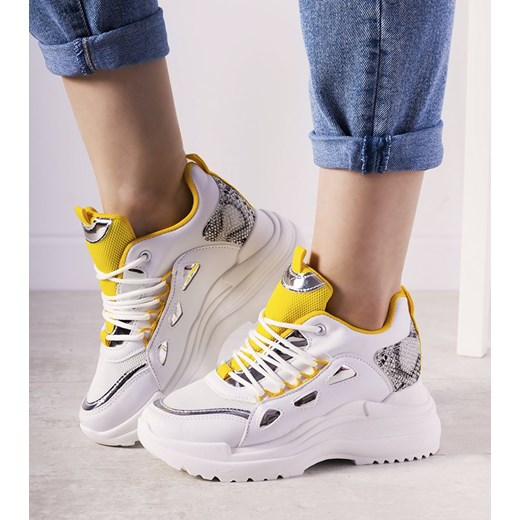 Biało żółte sneakersy snake Felicia 38 gemre