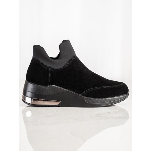 Buty sportowe damskie CzasNaButy sneakersy płaskie ze skóry bez zapięcia 