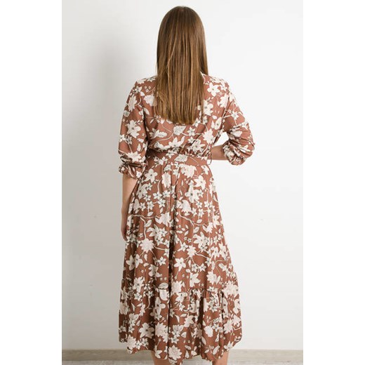 Sukienka Olika boho w kwiaty z długim rękawem