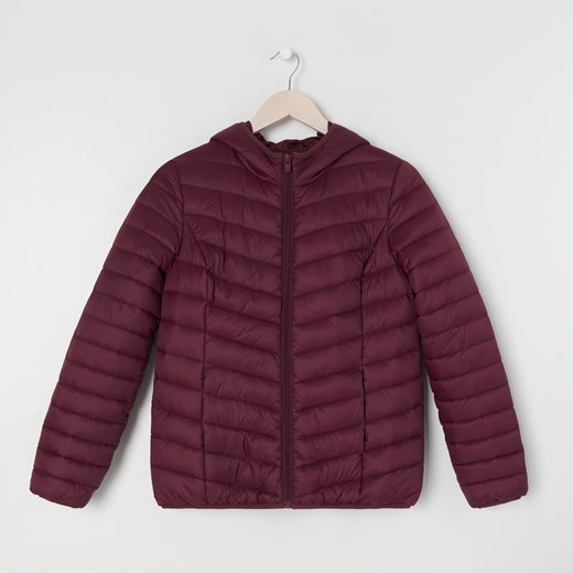 Sinsay - Pikowana kurtka z kapturem - Bordowy Sinsay L Sinsay