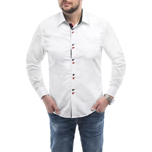 Koszula męska długi rękaw rl27 - biała ze sklepu Risardi w kategorii Koszule męskie - zdjęcie 120694538