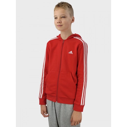 Bluza Dziecięca Adidas Essentials 3-paski Kaptur Czerwona 134 darcet