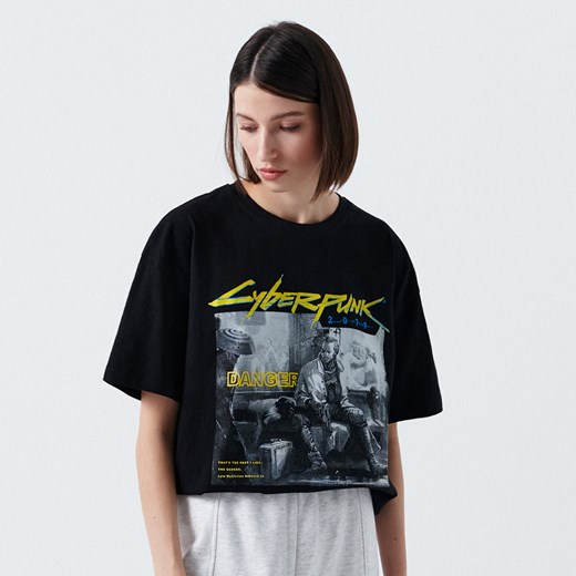 Cropp - Koszulka Cyberpunk 2077 - Czarny Cropp S okazja Cropp