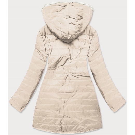 LEKKA KURTKA ZIMOWA DAMSKA FUTRO 2 W 1 ECRU (39039) Goodlookin.pl S (36) goodlookin.pl