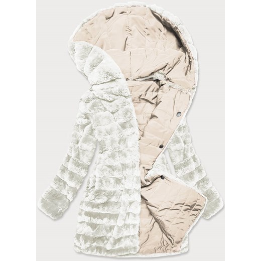 LEKKA KURTKA ZIMOWA DAMSKA FUTRO 2 W 1 ECRU (39039) Goodlookin.pl M (38) goodlookin.pl
