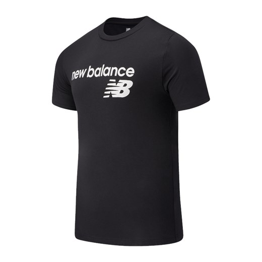 T-shirt męski czarny New Balance z napisami z krótkim rękawem