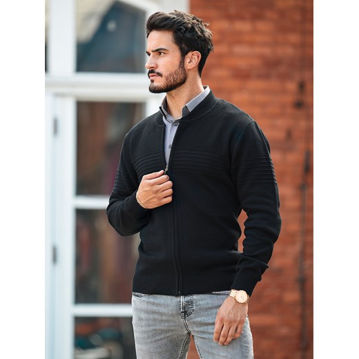 Sweter męski Lukas rozpinany (duży) - czarny - 3XL ze sklepu Swetry Lasota w kategorii Swetry męskie - zdjęcie 120863359