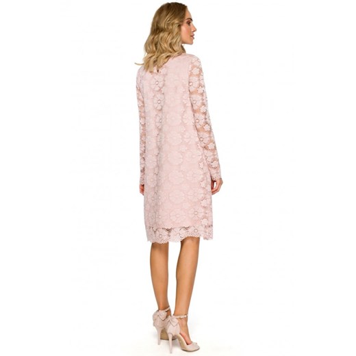 Koronkowa sukienka trapezowa - różowa - Rozmiar L Moe 40 (L) wyprzedaż Jesteś Modna