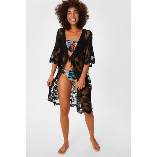 C&A Kimono-z haftem, Czarny, Rozmiar: 0 0 C&A
