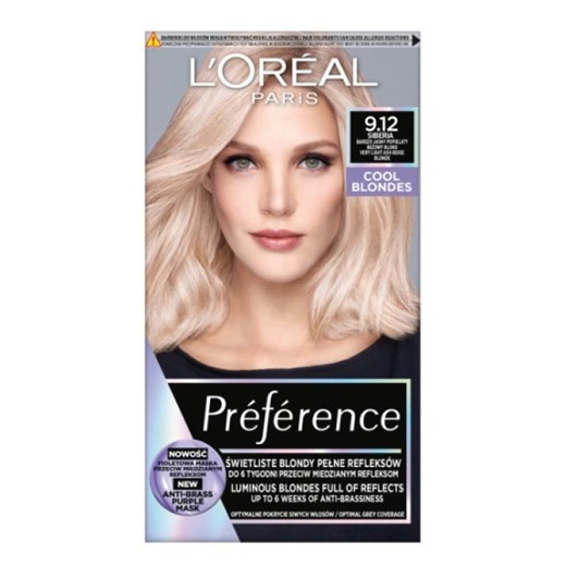 Preference Farba do włosów Ideal Blondes 9.12 Bardzo Jasny Blond 1szt  promocyjna cena SuperPharm.pl
