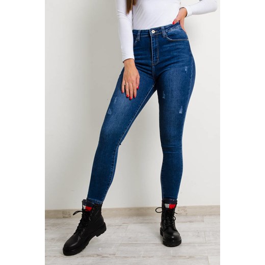 CIEMNE SPODNIE JEANSOWE Z PRZETARCIAMI-WYSOKI STAN Olika XL olika.com.pl