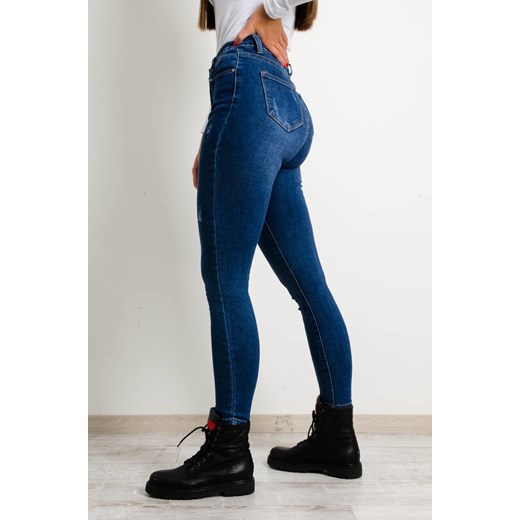 CIEMNE SPODNIE JEANSOWE Z PRZETARCIAMI-WYSOKI STAN Olika L olika.com.pl