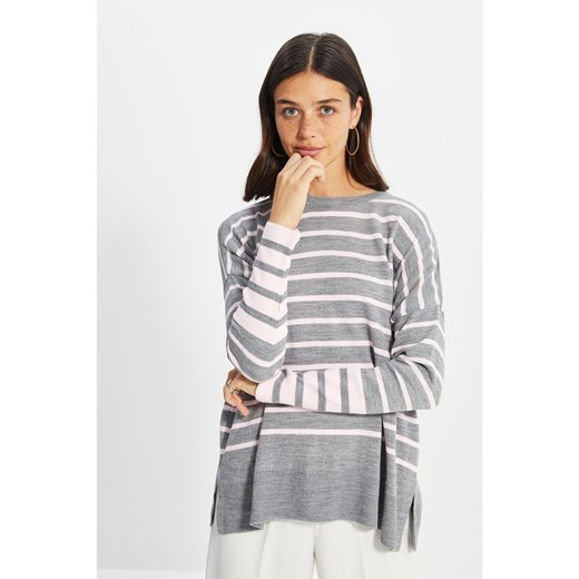 Trendyol Gray Striped Knitwear Sweater Trendyol L Factcool