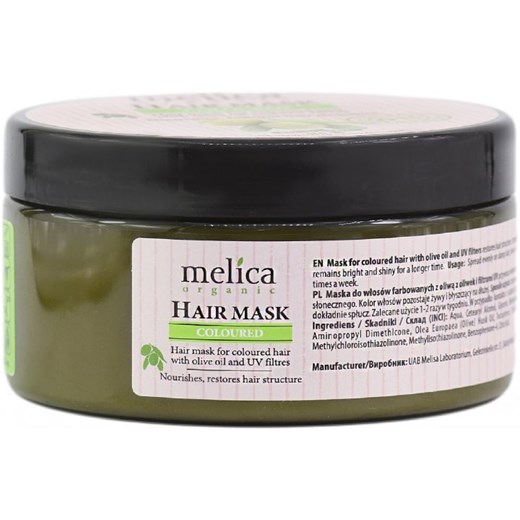 MELICA ORGANIC maska do włosów farbowanych z oliwą z oliwek i filtrami UV 350 ml Melica Organic Naaaturalnie.pl
