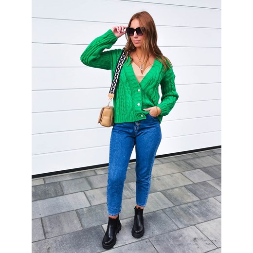 SWETER ROE ZIELONY ZE ZDOBNYMI GUZIKAMI DEKOLT V POLSKA PRODUKCJA UNI Perfe.pl