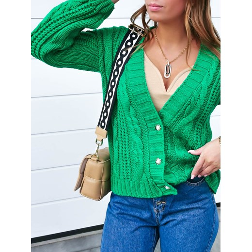SWETER ROE ZIELONY ZE ZDOBNYMI GUZIKAMI DEKOLT V POLSKA PRODUKCJA UNI Perfe.pl