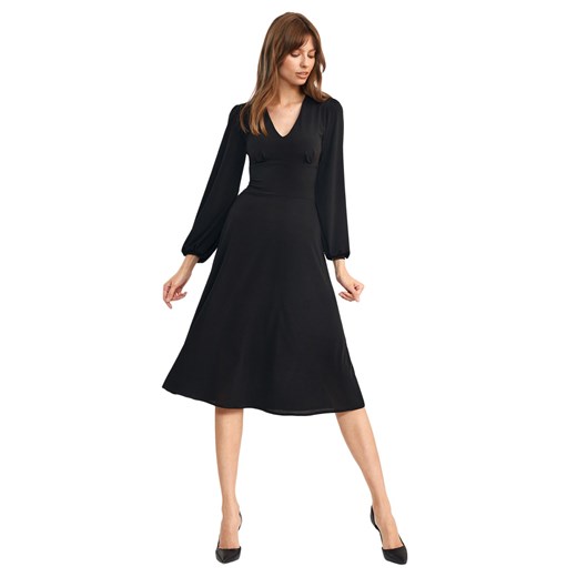 Klasyczna czarna sukienka midi - S194 ze sklepu Świat Bielizny w kategorii Sukienki - zdjęcie 121169515