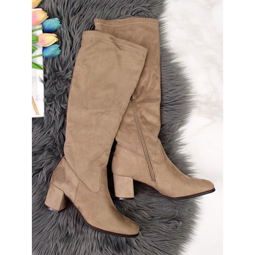 Kozaki damskie ocieplane wywijane beżowe Vinceza Vinceza 39 okazja ButyRaj.pl