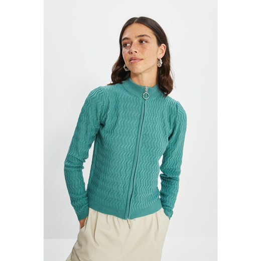 Trendyol Mint Zippered Knitwear Cardigan Trendyol L Factcool