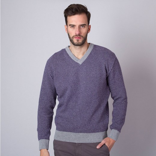 Fioletowo-szary sweter w drobną kratkę Willsoor L okazja Willsoor