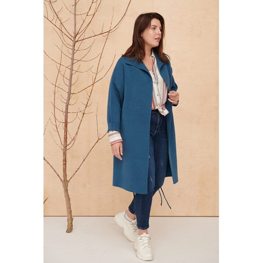 Płaszcz Damski Huggo Plus Size Petrol Blue Shadow Uniwersalny blue shadow