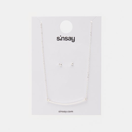 Sinsay - Komplet: naszyjnik i kolczyki - Srebrny Sinsay Jeden rozmiar Sinsay