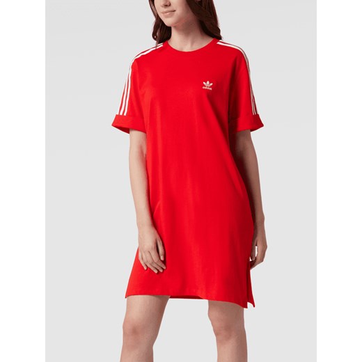 Sukienka czerwona Adidas Originals na wiosnę z krótkimi rękawami 