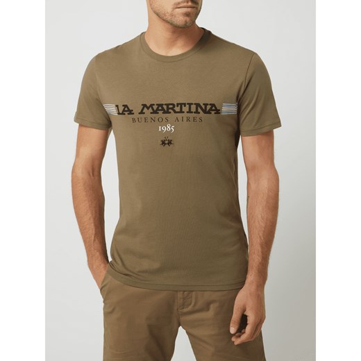 T-shirt męski zielony La Martina z krótkimi rękawami wiosenny 