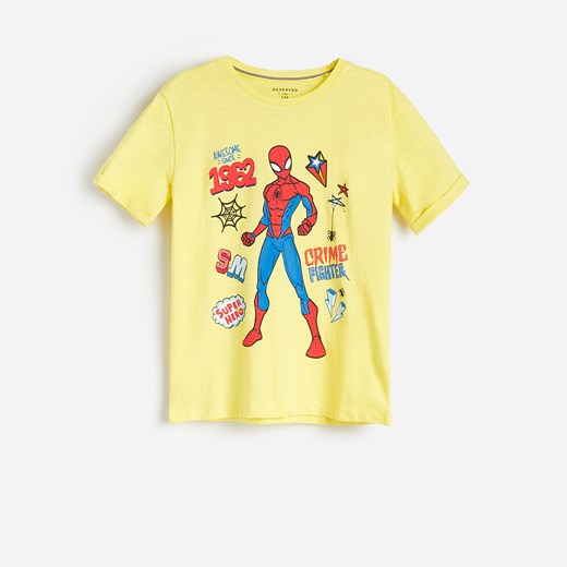 Reserved - T-shirt z nadrukiem Spider-Man - Żółty Reserved 158 promocja Reserved