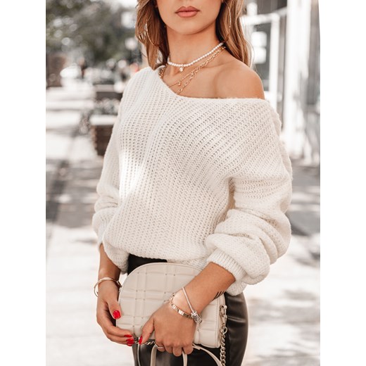 Sweter damski 014ELR - ecru Edoti.com one size Edoti.com
