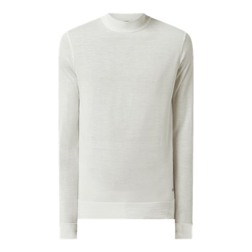 Sweter męski Strellson biały z wełny na zimę 