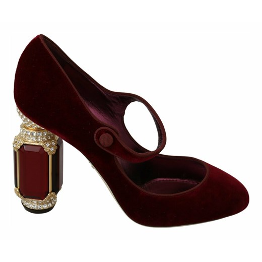 Velvet Gold Crystals Heels Mary Jane Shoes Dolce & Gabbana 39 okazyjna cena showroom.pl