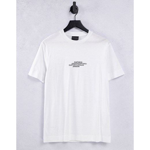 Emporio Armani – Biały T-shirt z powtarzanym tekstowym logo na środku Emporio Armani S Asos Poland