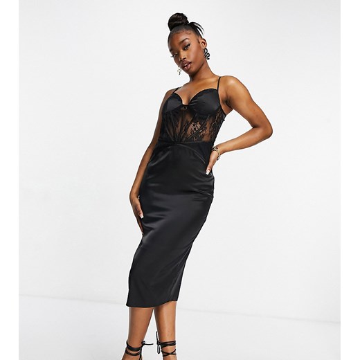 Sukienka Missguided midi czarna gorsetowa