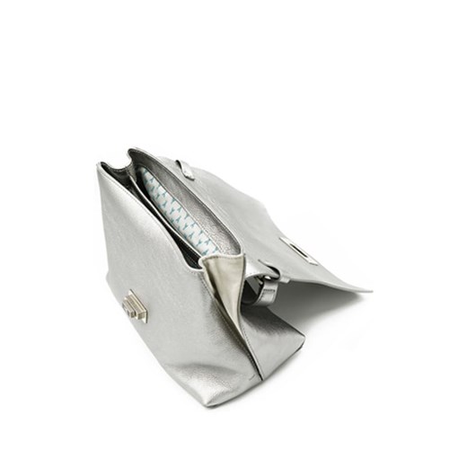 Skórzana torebka w kolorze srebrnym - (S)30 x (W)18 x (G)15 cm Patrizia Pepe onesize okazyjna cena Limango Polska