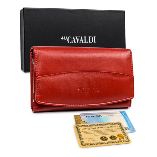 Skórzany portfel damski marki Cavaldi, zapinany na zatrzask uniwersalny rovicky.eu