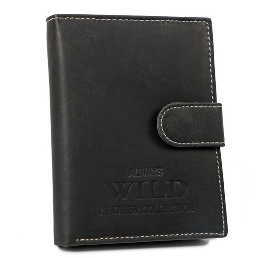 Pionowy portfel męski z zapinką na zatrzask, skóra naturalna — Always Wild Always Wild uniwersalny rovicky.eu