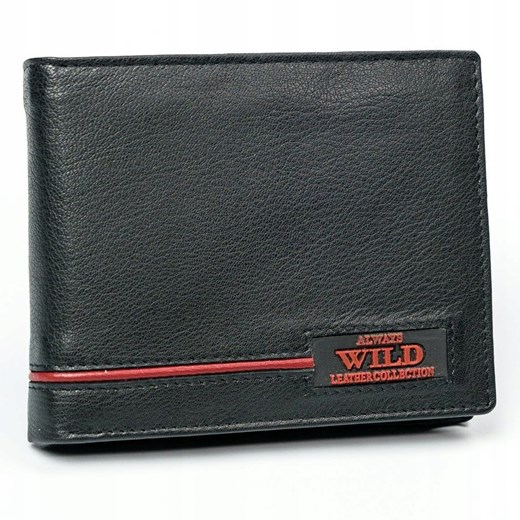 Poziomy portfel z gładkiej skóry naturalnej z czerwoną lamówką — Always Wild Always Wild uniwersalny rovicky.eu