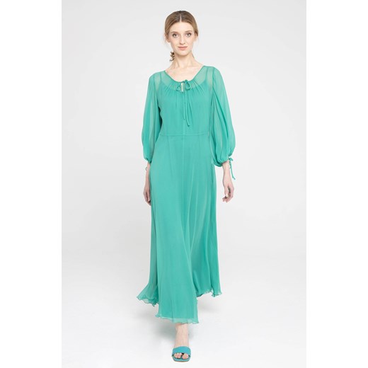Sukienka Deni Cler z długim rękawem maxi z jedwabiu 