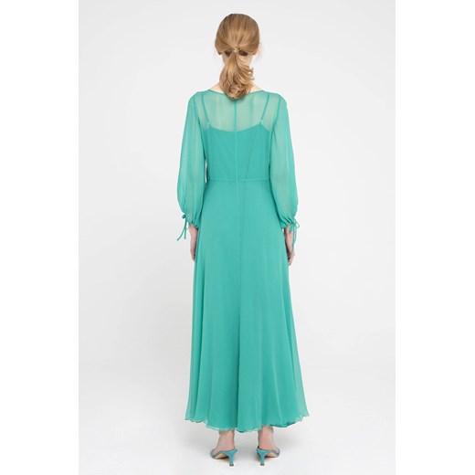 Sukienka Deni Cler z długim rękawem z jedwabiu 