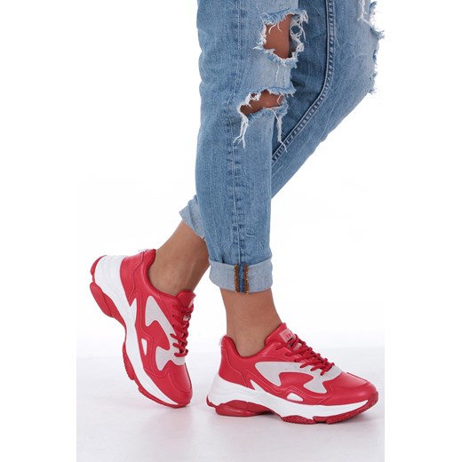 Czerwone buty sportowe sneakersy sznurowane Casu DS13003 Casu 41 promocyjna cena Casu.pl