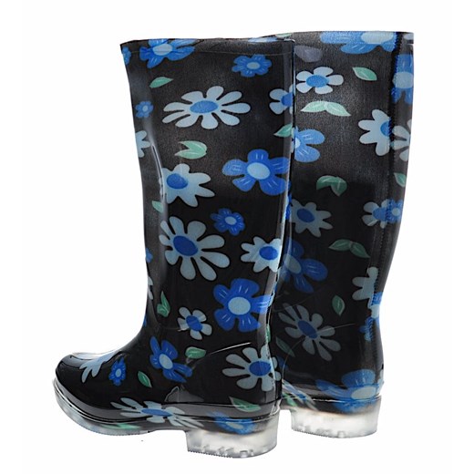 Kalosze damskie Pantofelek24 płaskie casual w kwiaty