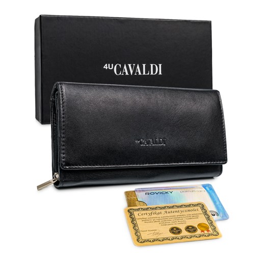 Piękny, duży, skórzany portfel damski z RFID — Cavaldi uniwersalny rovicky.eu